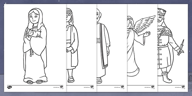the christmas nativity story colouring pages teacher made
