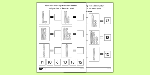 Place Value Tens and Ones Cut and Stick Worksheet - counting
