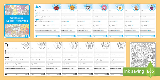printable alphabet writing practice sheets activity booklet