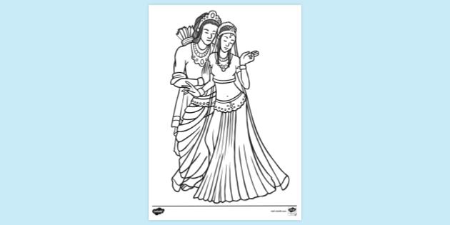 vector illustration of Lord Rama,Laxmana and Sita Stock Vector | Adobe Stock