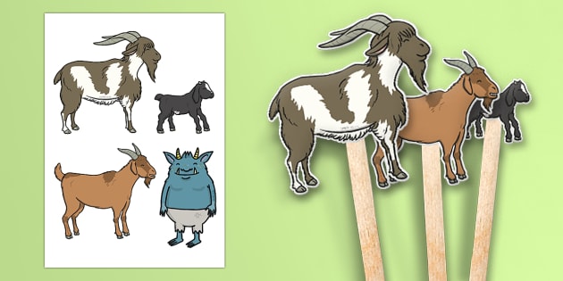 The Three Billy Goats Gruff Stick Puppets