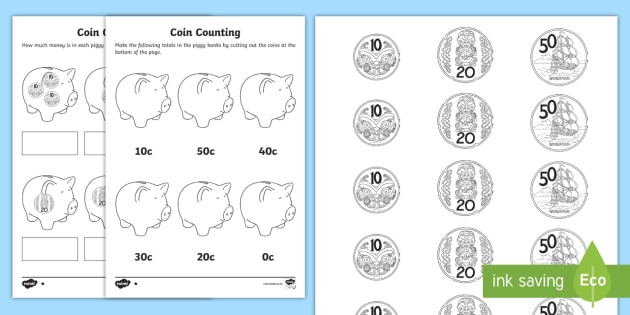 new zealand how much money is in my piggy bank differentiated worksheet