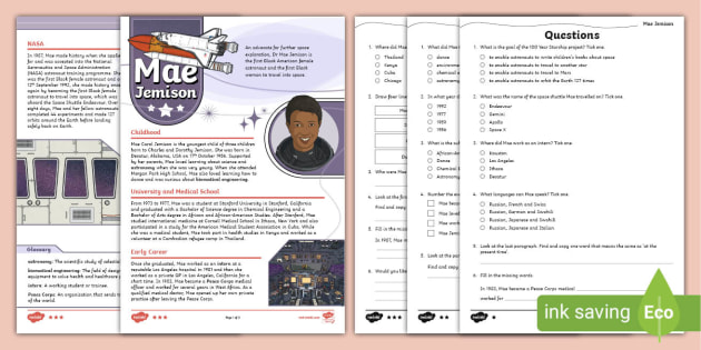 Vocabulary words for Mae Jemison: Space Scientist. - ppt download