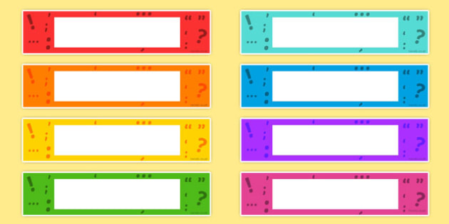 Punctuation Themed Editable Gratnells Tray Labels Punctuation