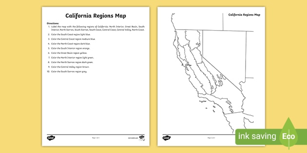 California Regions Map Activity (teacher made)