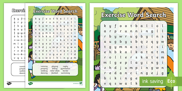 excercise motivational word search printable