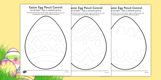 Easter Egg Pencil Control Worksheet / Activity Sheets Romanian