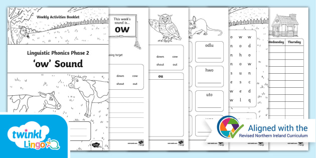 Northern Ireland Linguistic Phonics Phase 2 'ow' Sound Weekly Activities