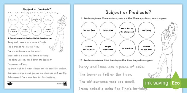 38 Subject And Predicate Worksheets Middle School Free Learning Library