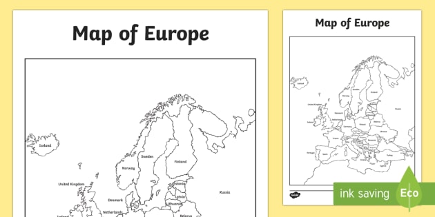 Map Of Europe Ks2 Blank Map of Europe (teacher made)