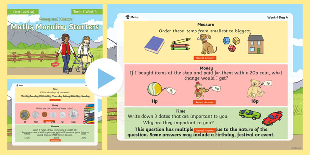 * NEW * Maths Morning Starters First Level (a) Term 1 Week 4 PowerPoint