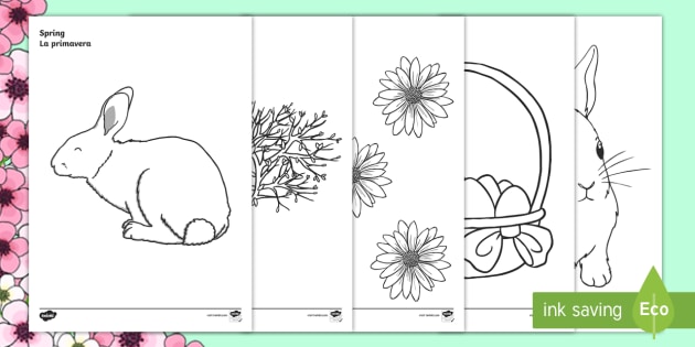 spring coloring pages english/spanish  eal spring coloring