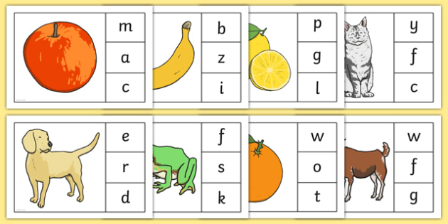 Free Initial Sounds Peg Matching Game Teacher Made