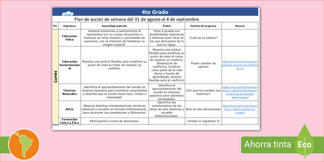 FREE! - Planeación: remedial 4to grado (Teacher-Made)