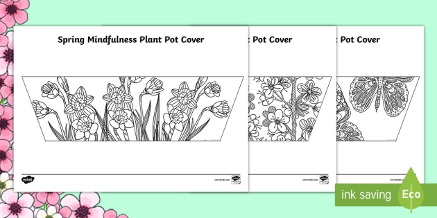 👉 spring mindfulness plant pot cover coloring page