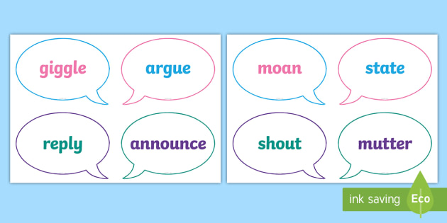 Saying Verbs Speech Bubbles- A4 Cut-Outs - Vocabulary help