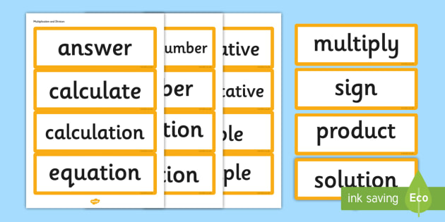 Year 3 2014 National Curriculum Math Multiplication and Division Vocabulary