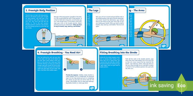 Teaching Freestyle Swimming Information Cards Teacher Made