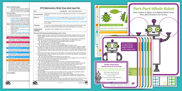 EYFS Maths: Number Shape Robot Addition Whole Class Adult Input Plan and