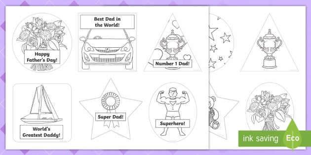 father s day badges coloring activity teacher made