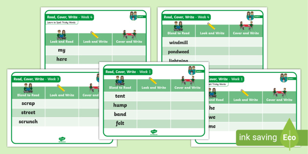 Level 4 Read, Say, Cover, Write Activity Sheets Pack