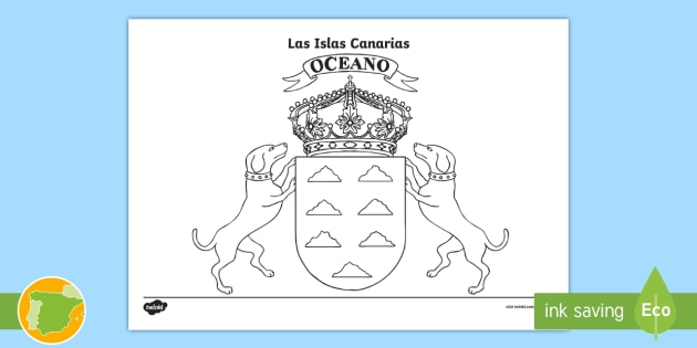 Unir Defectuoso conductor Hoja de colorear: El escudo de las Islas Canarias - Twinkl