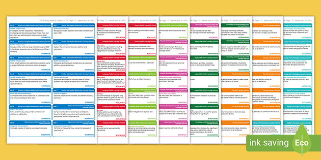 Australian Curriculum Year 2 Learning Outcomes Stickers