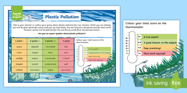 KS2 Speak Like An Expert Challenge Card: Plastic Pollution