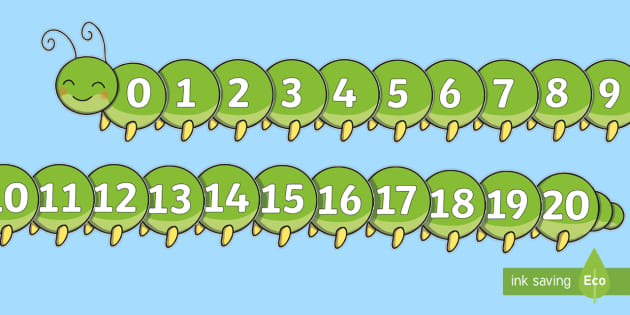 numbers 0 20 on a caterpillar number line teacher made