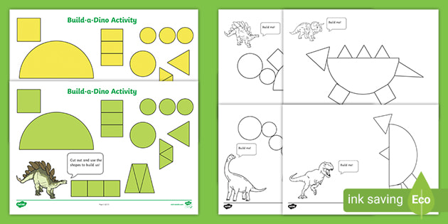 恐竜を作ろう！ 鋏練習ゲーム Build A Shape Dinosaur Activity -