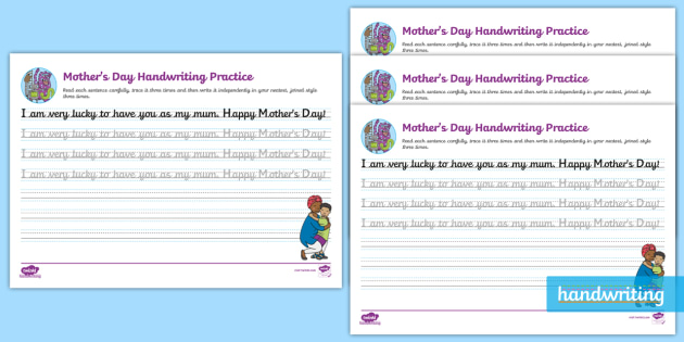 Mother's Day Continuous Cursive Worksheet - EYFS/KS1