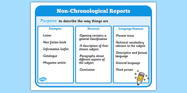 non chronological report writing template ks2