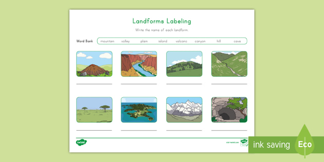 Types Of Landforms Worksheets