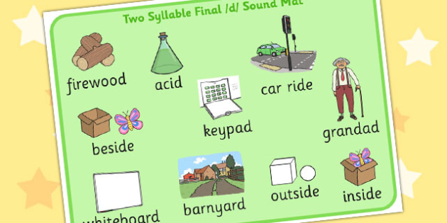 Two Syllable Final 'd' Sound Word Mat 2 (teacher-made)