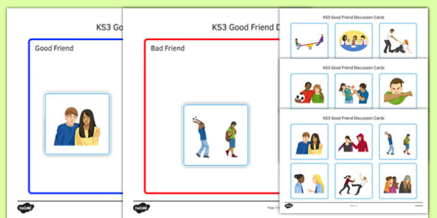 KS3 Good Friend Discussion and Sorting Cards