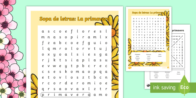 spring vocabulary word search spanish teacher made