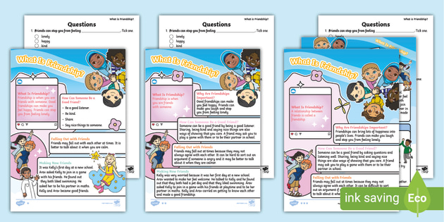 * New * Reading Comprehension About Friendship Pdf - Ks1 Resource