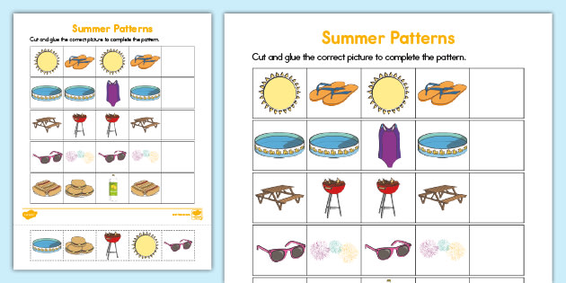summer cut and paste patterns twinkl usa resources