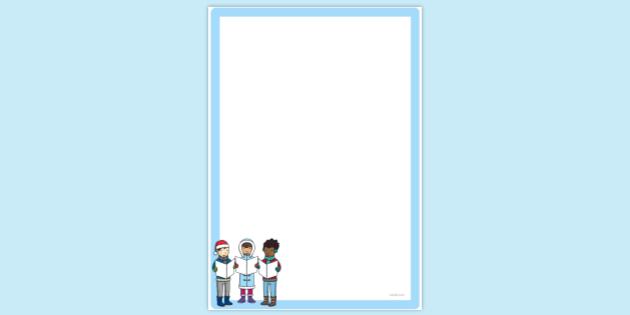 FREE! - Simple Blank Carol Singers Page Border | Page Borders | Twinkl