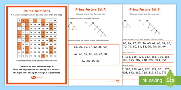 prime factors activity prime math factor tree