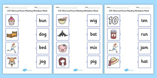 T L 4498 CVC Word and Picture Matching Worksheets Mixed_ver_1