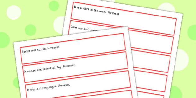 Sentence Starters With However Complete The Sentence Activity