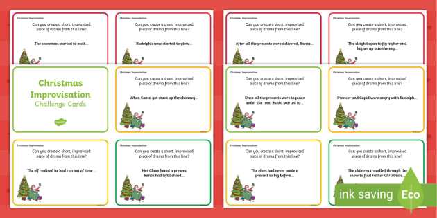 Christmas Improv Games | Drama Challenge Cards - Twinkl