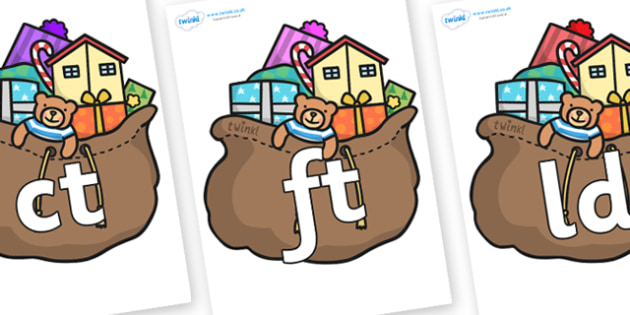 precursive final letter blends on christmas presents