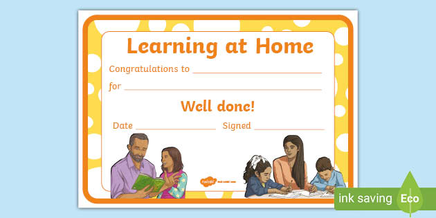Year 3 Learning at Home Certificate (teacher made)