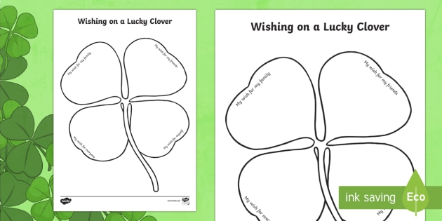 Wishing　on　Worksheet　a　Day　Lucky　Clover　Saint　Patrick's