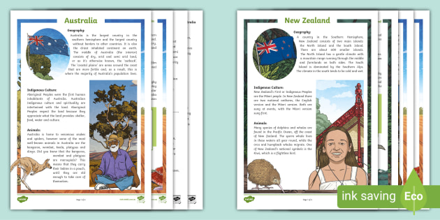 Australia And New Zealand Worksheet | Primary Resources