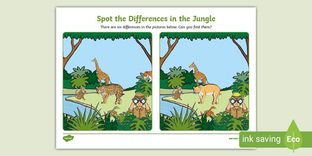 Jungle Journey Spot The Difference! (Teacher Made) - Twinkl