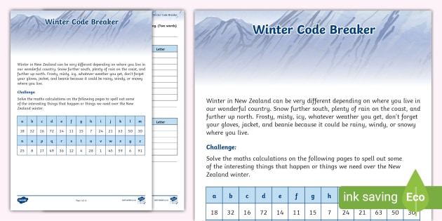 Winter Code Breaker Worksheet (teacher made)
