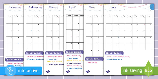 Event Calendar 2022 2022 Calendar With Special Events | Twinkl Busy Bees